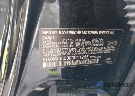 2014 BMW X3 xDrive28I из США, поврежденный, VIN 5UXWX9C58E0D11265